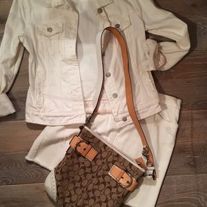 Authentic Coach canvas & white leather purse
